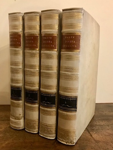 Dante Alighieri La Divina Commedia così ridotta a miglior lezione dagli Accademici della Crusca ed ora accuratamente emendata, ed accresciuta di varie lezioni tratte da un antichissimo codice. Tomo primo (... Tomo quarto) 1807-1813 Livorno presso Tommaso Masi e Comp. co Tipi Bodoniani